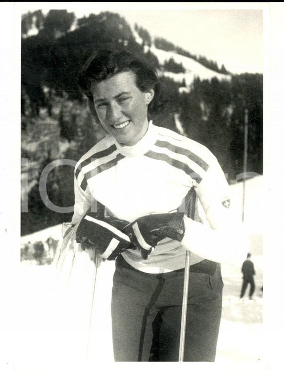 1950 ca SWITZERLAND Campionati SCI ALPINO Ritratto di Marie REICHENBACH *Foto