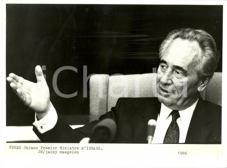 1986 STRASBOURG Shimon PERES Capo Governo ISRAELE al Parlamento Europeo *Foto