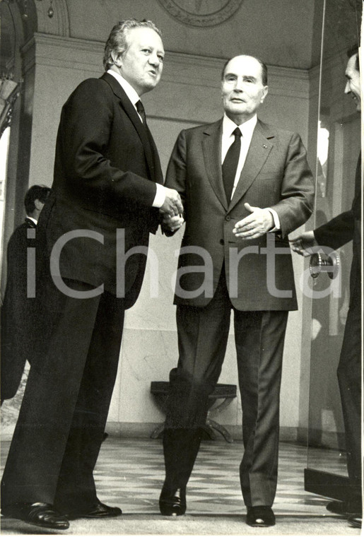 1986 PARIS ELYSEE Mario SOARES Presidente PORTOGALLO con François MITTERRAND