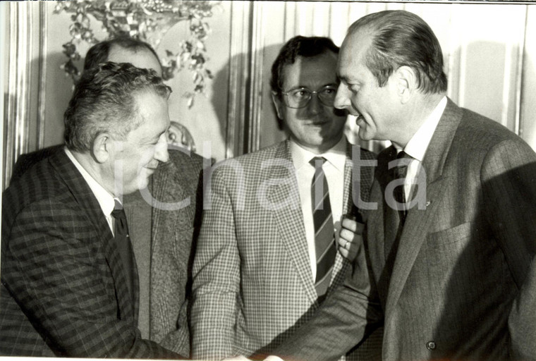1987 PARIS (F) Jacques CHIRAC et Edmond MAIRE Gouvernement-Syndicats *Photo