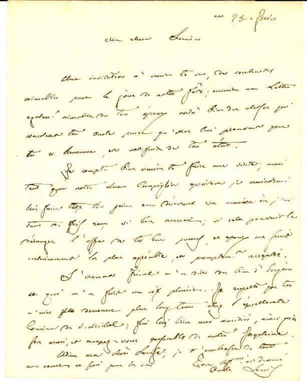 1840 ca CASALE MONFERRATO AL Luigi MONTIGLIO DI VILLANOVA alla nipote *Autografo