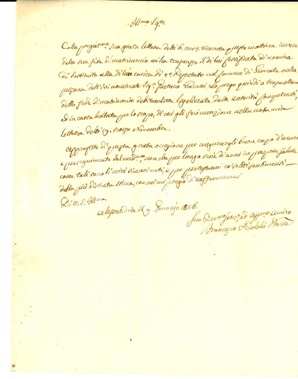 1836 ALESSANDRIA Francesco DOLCHI chiede fede di matrimonio a Giorgio PERTUSATI