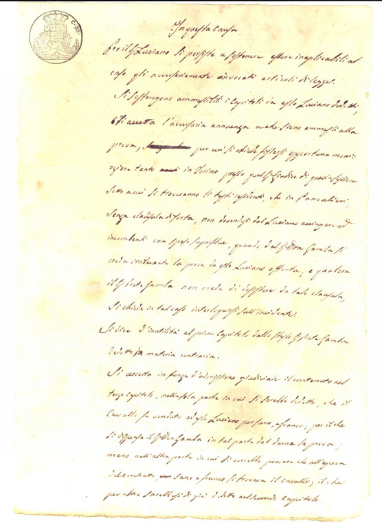 1846 PANCALIERI (TO) Cavallo malato venduto da don Francesco GAMBA *Manoscritto