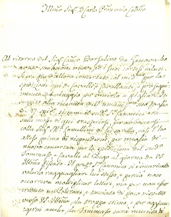 1813 ALESSANDRIA Cavalli e Cavallante per Giuseppe BORSALINO canonico *Lettera