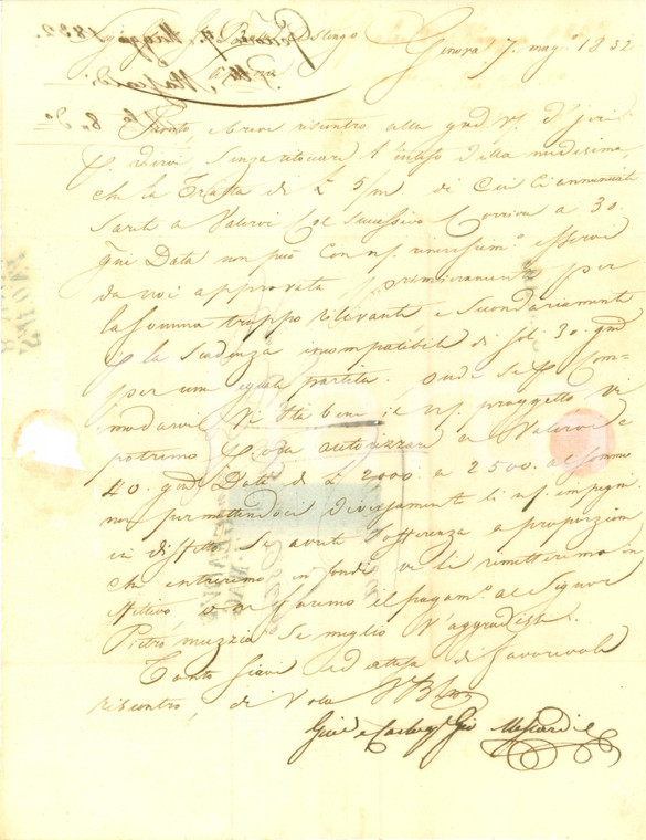 1832 GENOVA Fratelli MASCARDI rifiutano tratta Giovanni Battista ASTENGO Lettera