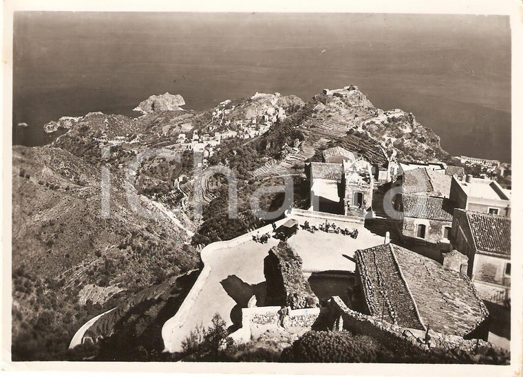 1950 ca CASTELMOLA (ME) Caffè SAN GIORGIO Vista su TAORMINA e Baia di MAZZARO FG