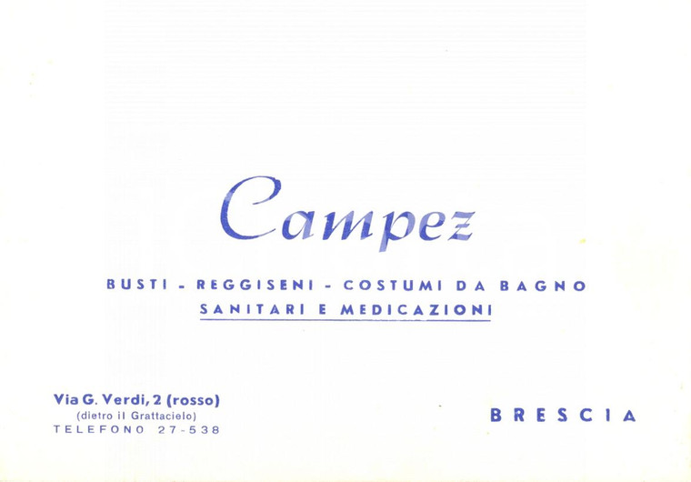 1956 BRESCIA Ditta CAMPEZ Articoli sanitari e medicazioni *Lettera commerciale