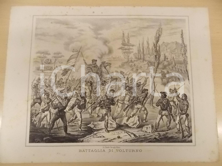 1861 GUERRA D'ITALIA Battaglia di VOLTURNO *Stampa F.lli TERZAGHI