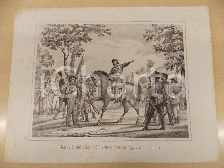 1861 GUERRA D'ITALIA Garibaldi nel golfo degli aranci *Stampa F.lli TERZAGHI