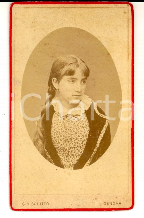 1890 ca GENOVA Ritratto di adolescente con camicia a fiori *Foto G. B. SCIUTTO