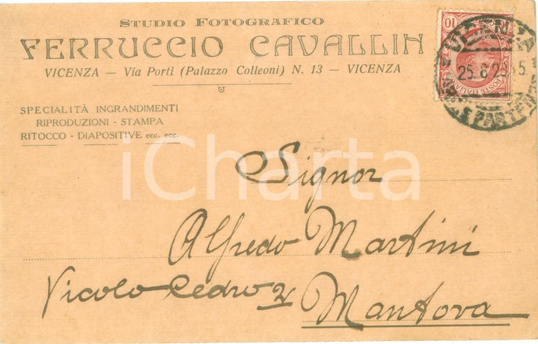 1925 VICENZA Studio Fotografico Ferruccio CAVALLIN *Cartolina commerciale FP VG