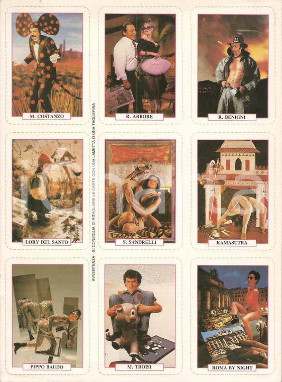 1985 PLAYMEN Lotto 9 carte da gioco GOLIARDICHE EROTICHE *Ill. Andrea PISTACCHI