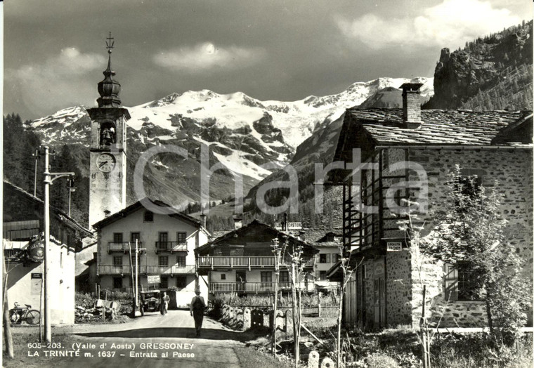 1952 GRESSONEY-LA-TRINITE Località TACHE Albergo CASTORE Cartolina ANIMATA FG VG