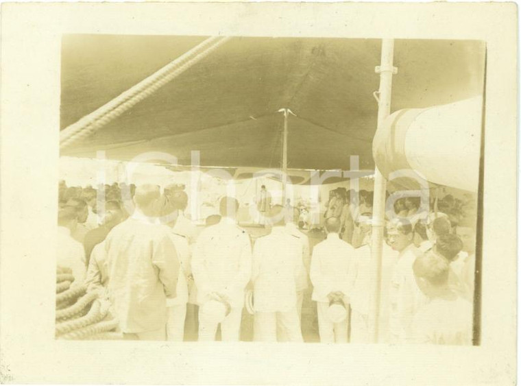 1915 GENOVA WWI Messa per ufficiali Regia Nave NAPOLI *Fotografia 10 x 7 cm
