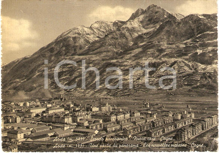 1959 AOSTA Nuove case al QUARTIERE COGNE Scorcio panoramico *Cartolina FG VG