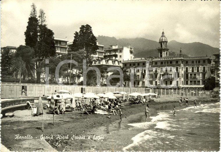 1955 ca RAPALLO (GE) Grand Hotel SAVOIA e suoi bagni *Cartolina ANIMATA FG NV