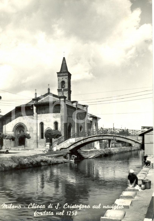 1950 ca MILANO San CRISTOFORO sul NAVIGLIO - LAVANDAIE *Cartolina ANIMATA FG NV