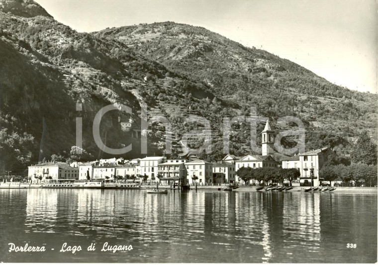 1966 PORLEZZA (CO) Veduta dal lago di Lugano *Cartolina ANIMATA FG VG