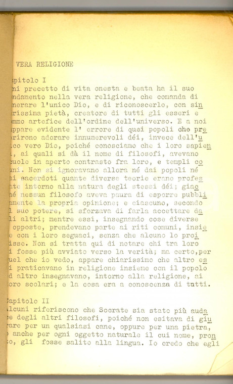 1970 SANT'AGOSTINO De vera religione - Versione italiana INEDITA *Dattiloscritto