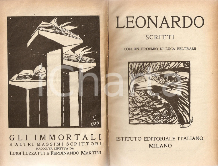 1920 Leonardo DA VINCI Scritti Con proemio di Luca BELTRAMI *Ist. Ed. Italiano