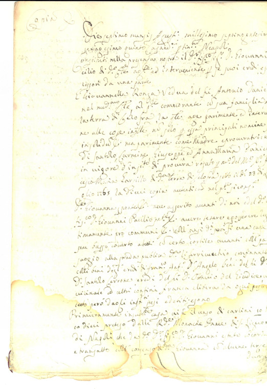 1765 NAPOLI Vedova Giovanna RONGA vende casa pro figli minorenni *Manoscritto