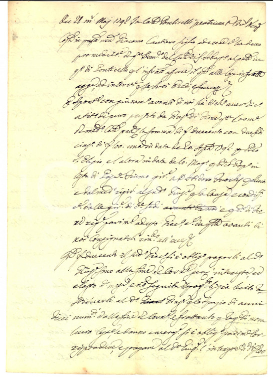 1792 NAPOLI Prestito di Giuseppe DI FIORE a Giacomo CAUTIERO *Manoscritto