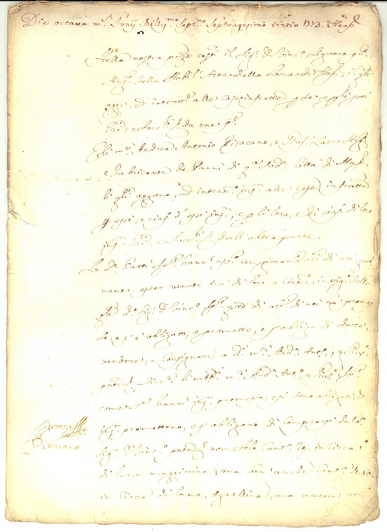 1773 NAPOLI Vincenzo LIGUORO vende lana maggiorina e agnellina *Manoscritto