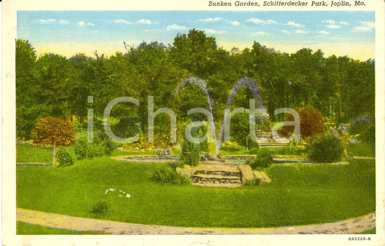1940 ca JOPLIN, MISSOURI (USA) SUNKEN Garden SCHIFFERDECKER Park *Postcard FP NV