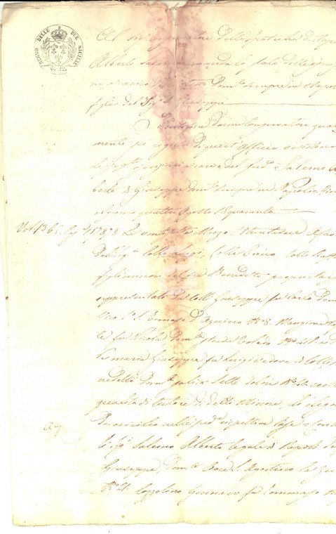 1840 NAPOLI Stato iscrizioni su beni di Alberto SALERNO *Manoscritto 12 pp.