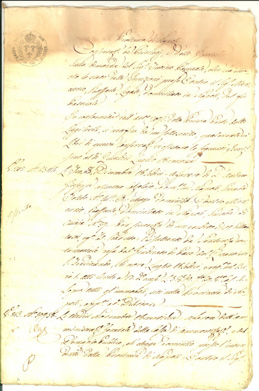 1826 NAPOLI Iscrizioni Celestina D'ANDREA contro il debitore Mercurio RAFFAELE
