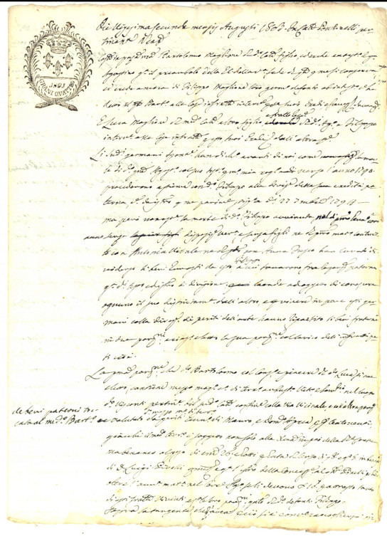 1803 NAPOLI Divisione ereditaria tra fratelli Bartolomeo e Luca MAGLIONE