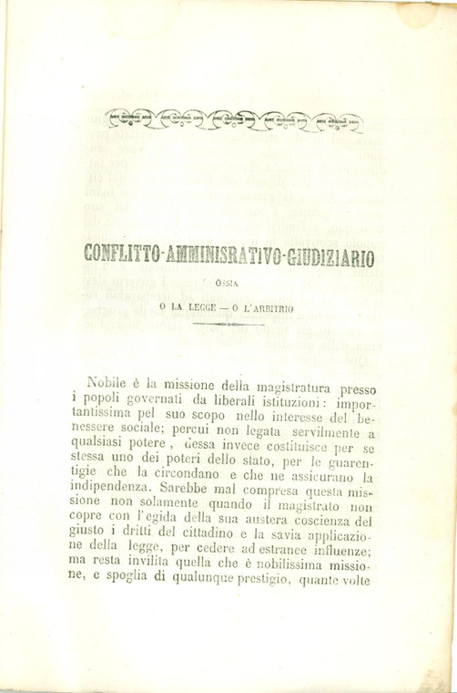 1866 CATANZARO Vincenzo BONA Conflitto legge e arbitrio Deputazione magistratura