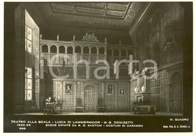 1935 MILANO Teatro alla SCALA Lucia di Lammermoor Scene Giovan B. SANTONI *Foto