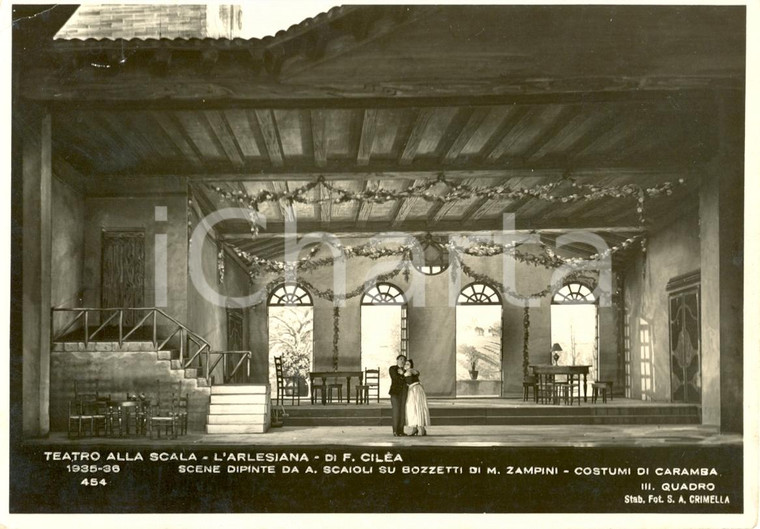 1935 MILANO Teatro alla SCALA L'Arlesiana Scene di Alberto SCAIOLI *Foto seriale
