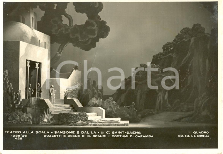 1935 MILANO Teatro alla SCALA Sansone e Dalila Scene Giovanni GRANDI *Foto