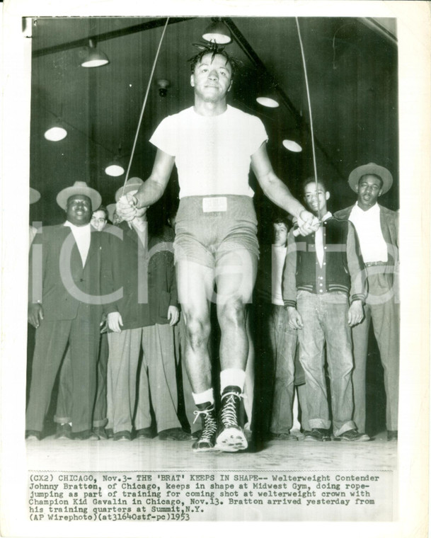 1953 CHICAGO (USA) Boxe Pugile Johnny BRATTON si allena a MIDWEST GYM *Telefoto