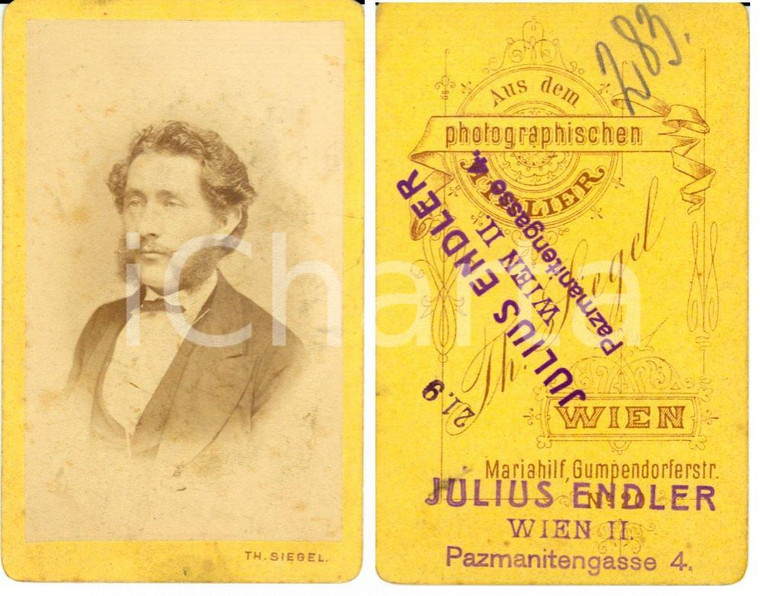 1880 ca WIEN (A) Ritratto di giovane uomo *Foto THOMAS SIEGEL poi JULIUS ENDLER