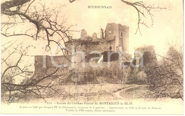 1930 ca MONTAIGU-LE-BLIN (F) Rovine del castello feudale *Cartolina FP NV