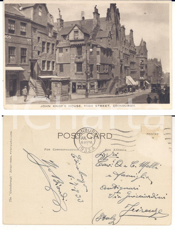 1933 EDIMBURGO (UK) John Knox's House *Autografo UGO BIONDI trasformista RARO