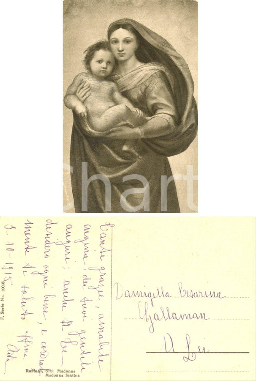 1915 Madonna con Bambino *Cartolina a contessa Cesarina GALLAMAN da cugina Ada