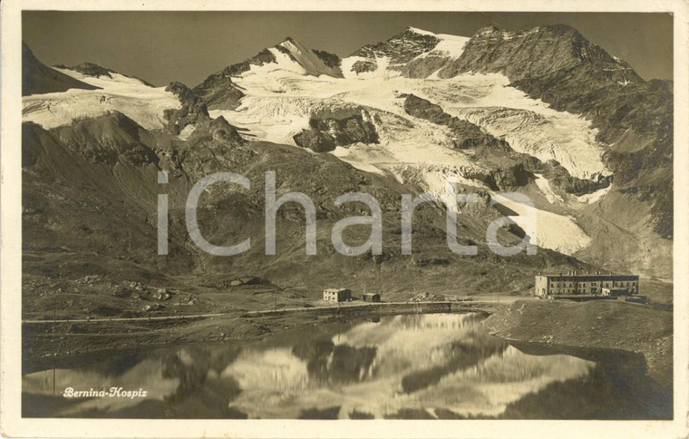 1932 POSCHIAVO (CH) Veduta del passo del BERNINA e dell'OSPIZIO *Cartolina FP VG