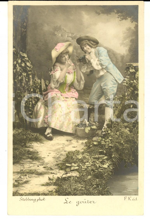 1900 ca FRANCE AMOUR Le goûter des amoureux *Carte postale STEBBING  VINTAGE 
