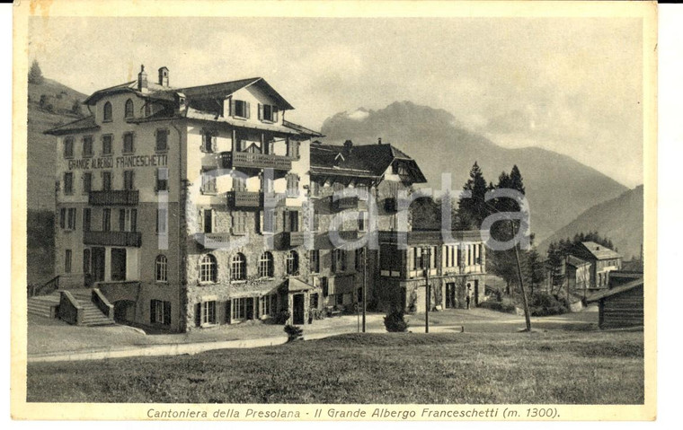 1933 CANTONIERA DELLA PRESOLANA (BG) Albergo FRANCESCHETTI Cartolina FP VG