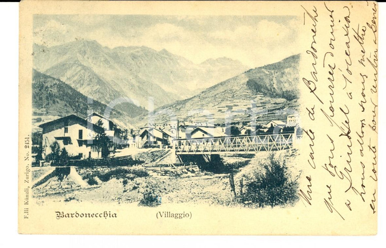 1904 BARDONECCHIA (TO) Veduta del villaggio *Cartolina postale FP VG