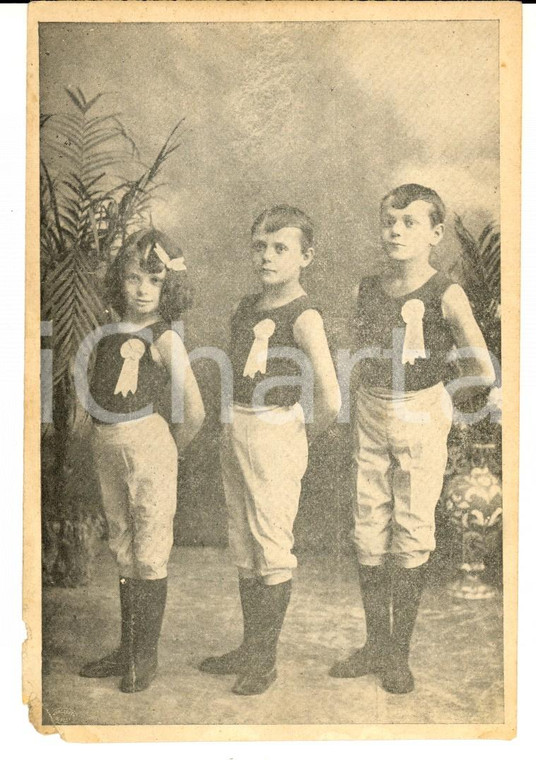 1910 ca UNGHERIA Bambini premiati per meriti sportivi *Cartolina RARA VINTAGE