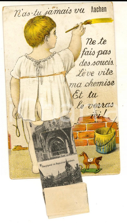 1920 ca AACHEN (D) Cartolina ILLUSTRATA con bambino *Vedutine a organino FP
