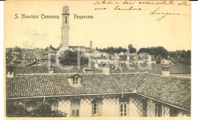 1907 SAN MAURIZIO CANAVESE (TO) Panorama del paese *Cartolina FP VG
