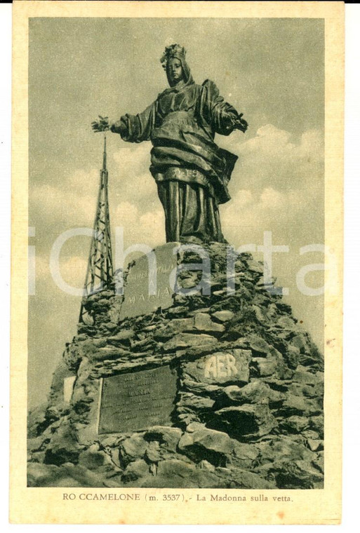 1934 ROCCIAMELONE (TO) La Madonna sulla vetta *Cartolina postale FP VG