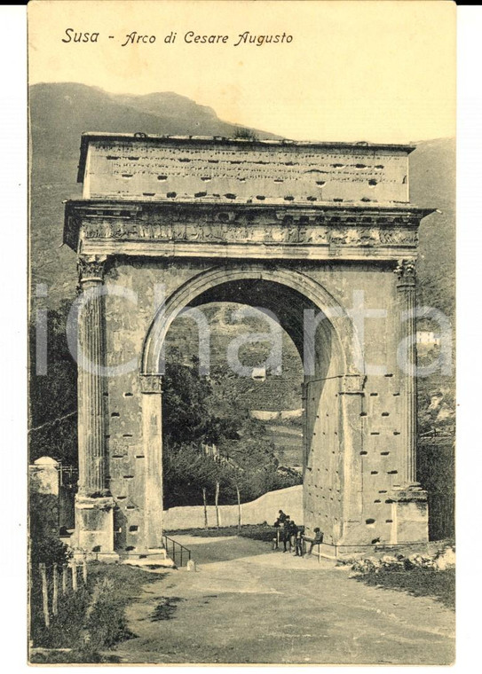 1914 SUSA (TO) Arco di Cesare Augusto *Cartolina postale ANIMATA FP VG