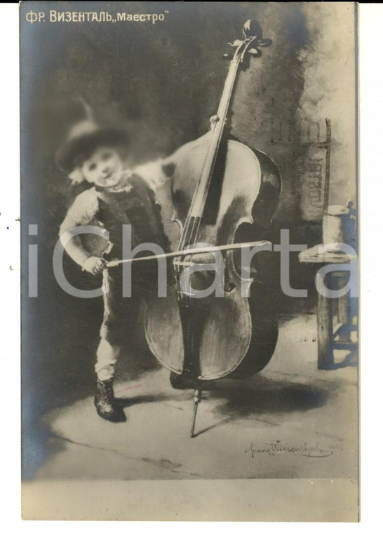 1923 COSTUMI PIccolo musicista *Cartolina quadro Franz WIESENTHAL FP VG